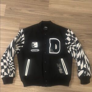 Zara Black and White Men's Checkered Jacket